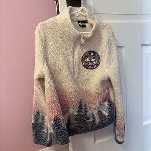 Disney Mickey & Minnie Mouse Girls Fleece Pullover Zip Youth Size Med Pink